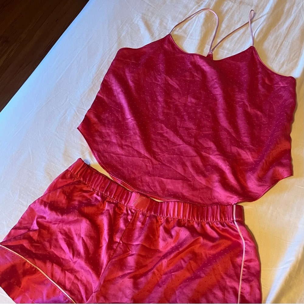 Victorias Secret Pink Satin Sleepwear Set